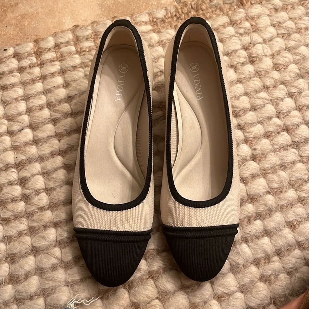 Cream and black heels